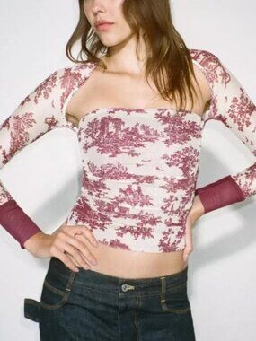Miaou Iris Top in Maroon Toile